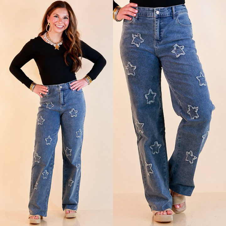Simply Southern | Star of the Show Straight Leg Denim Jeans with Star Patch Detailing in Medium Wash