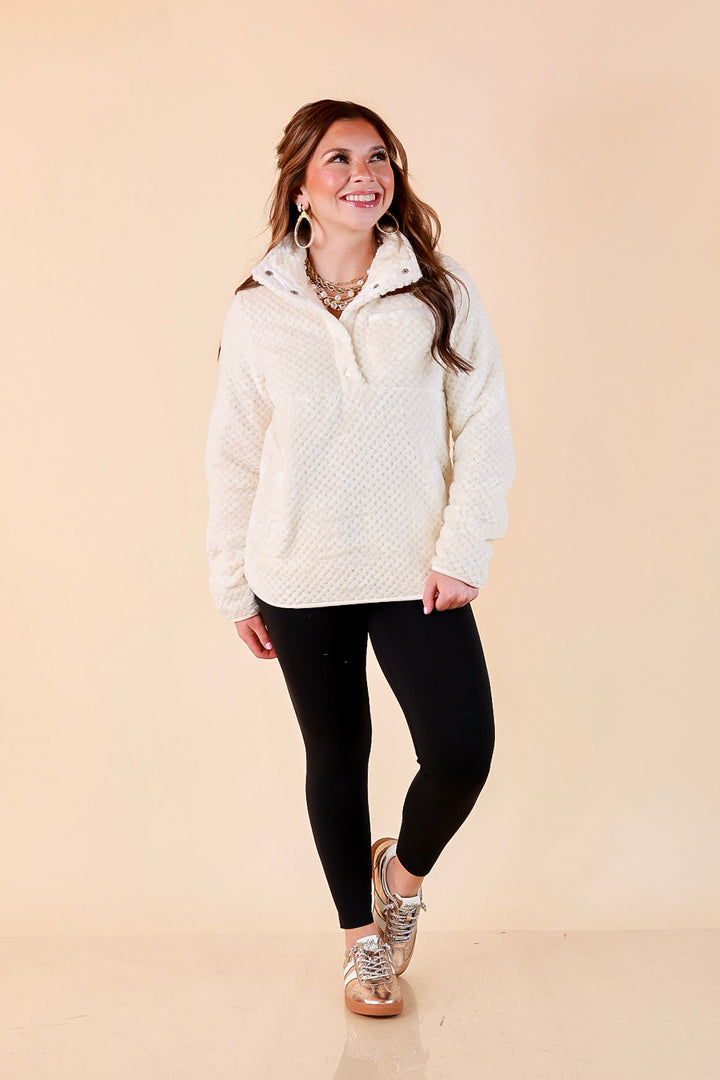 Simply Southern Soft Spot plush snap pullover in ivory