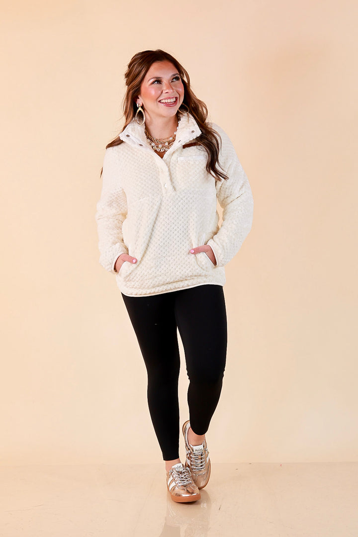 Simply Southern Soft Spot plush snap pullover in ivory