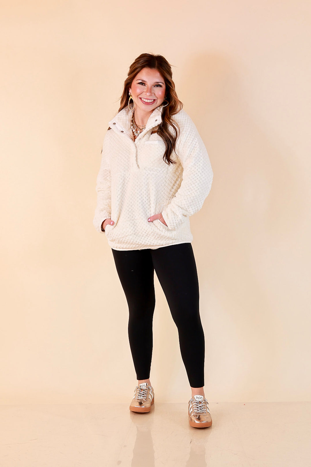 Simply Southern Soft Spot plush snap pullover in ivory