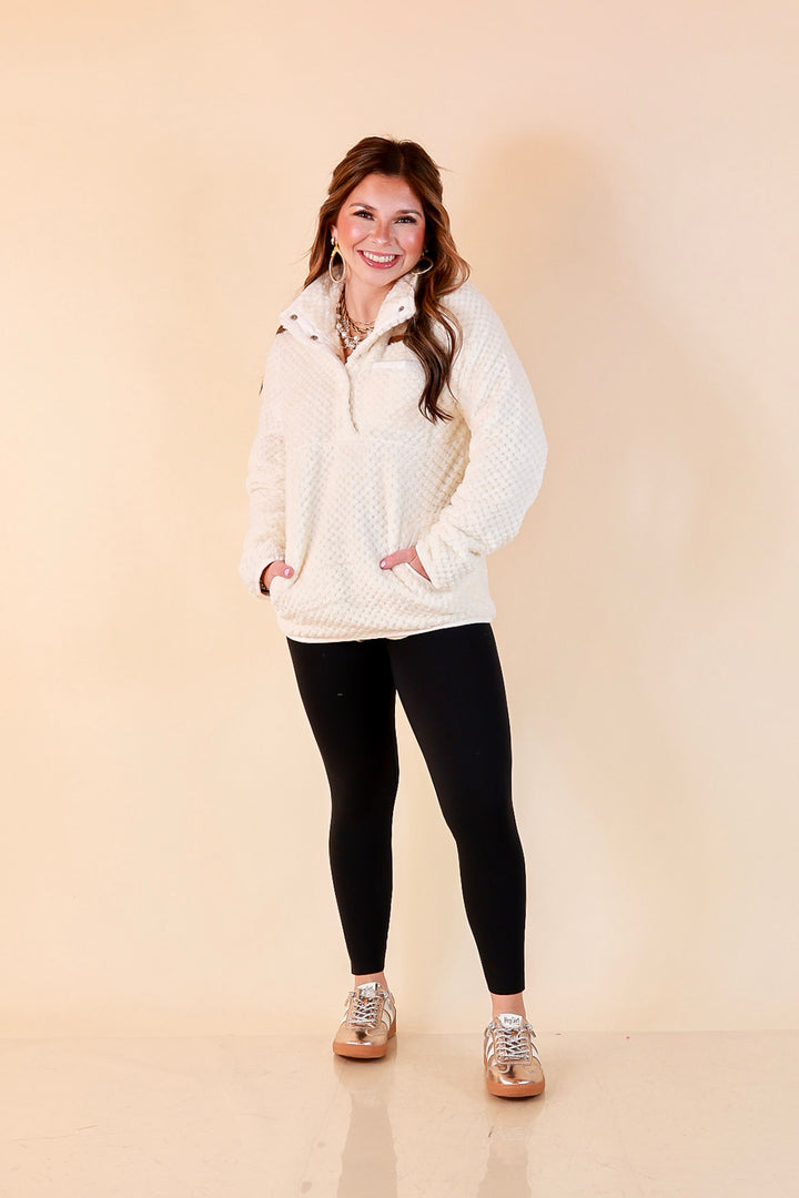 Simply Southern Soft Spot plush snap pullover in ivory