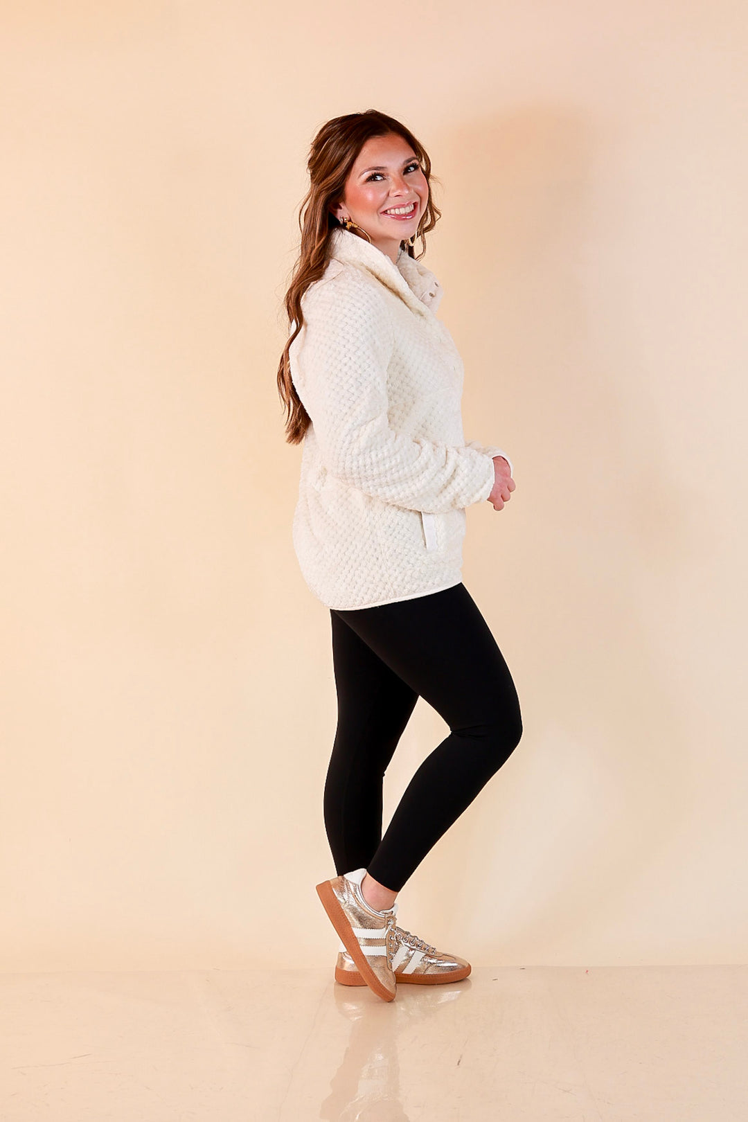 Simply Southern Soft Spot plush snap pullover in ivory
