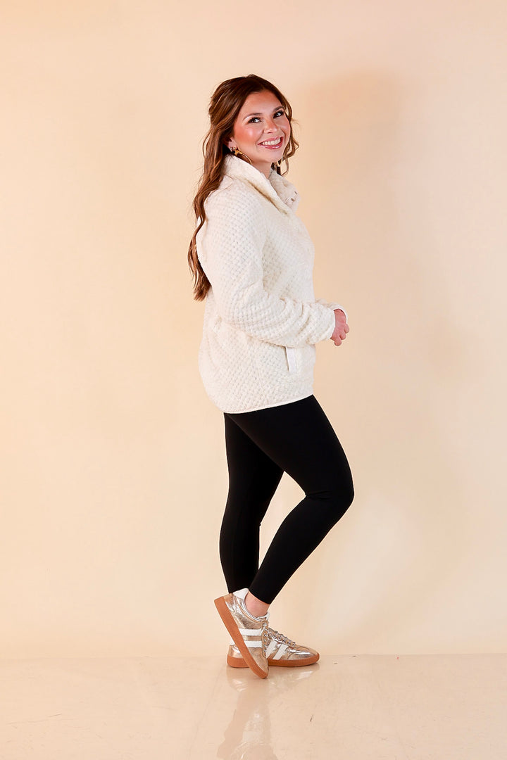 Simply Southern Soft Spot plush snap pullover in ivory