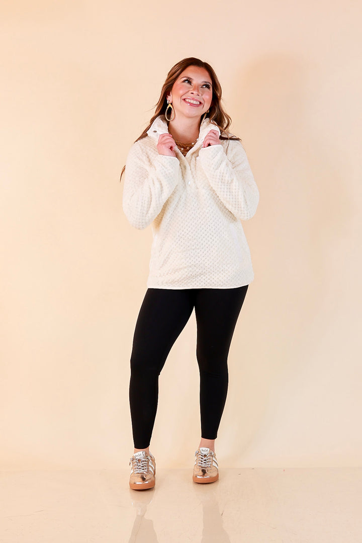 Simply Southern Soft Spot plush snap pullover in ivory