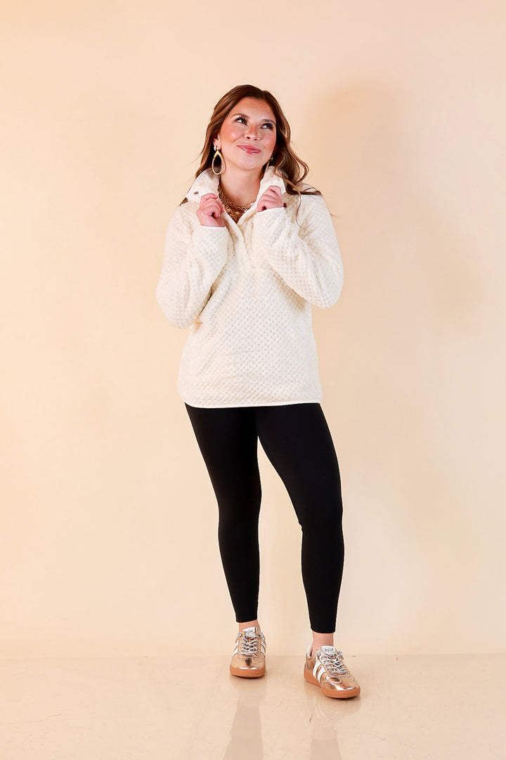 Simply Southern Soft Spot plush snap pullover in ivory