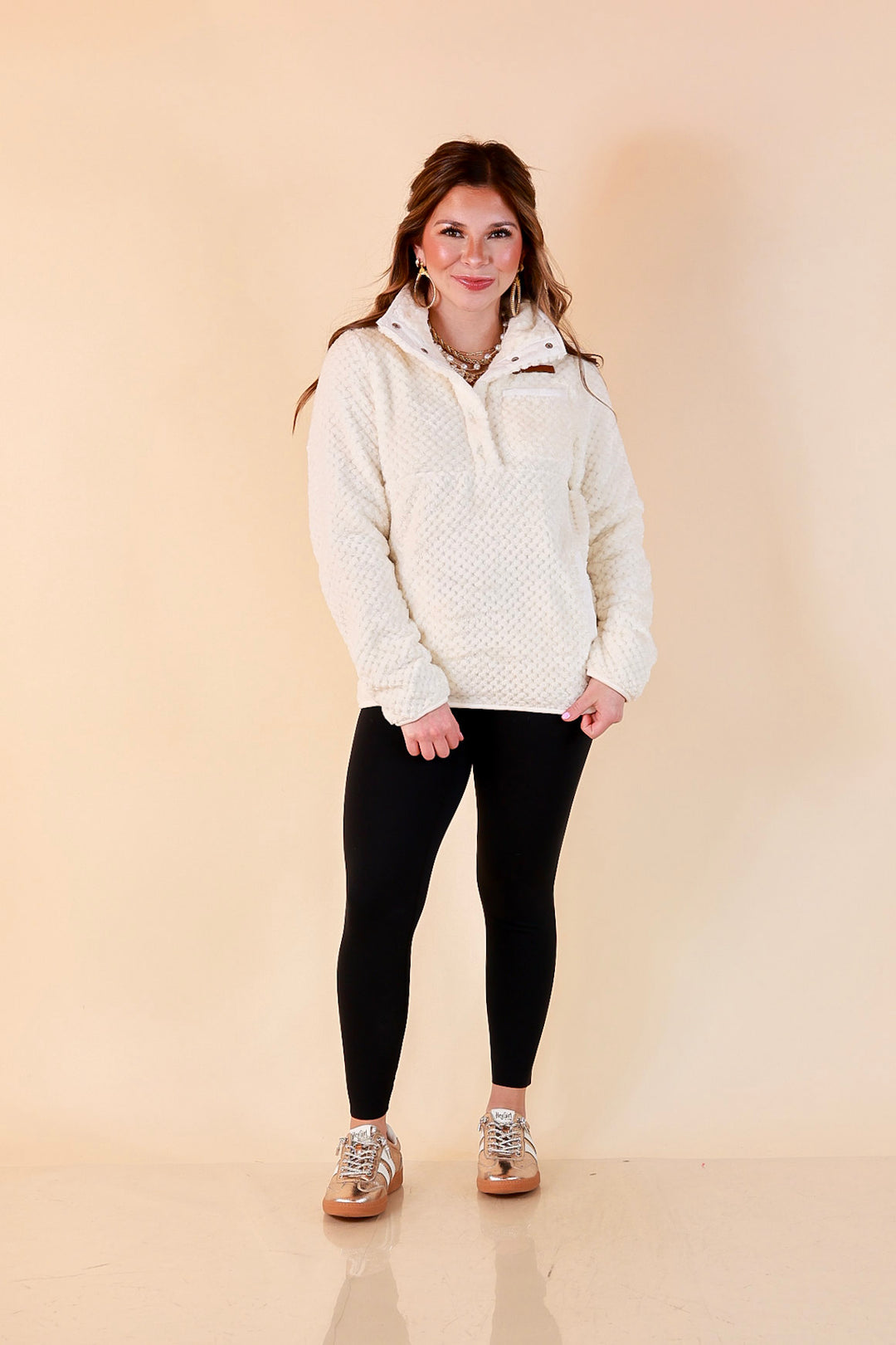 Simply Southern Soft Spot plush snap pullover in ivory