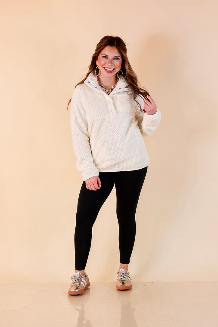 Simply Southern Soft Spot plush snap pullover in ivory