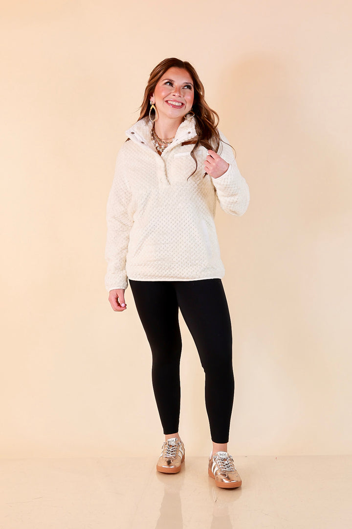Simply Southern Soft Spot plush snap pullover in ivory