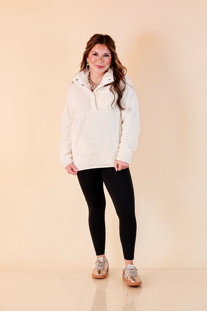 Simply Southern Soft Spot plush snap pullover in ivory