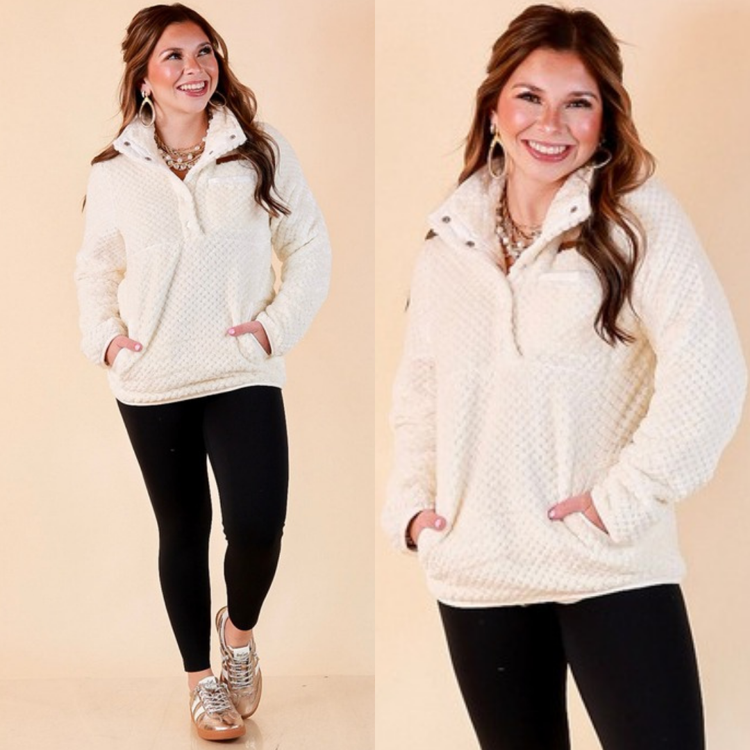 Simply Southern Soft Spot plush snap pullover in ivory