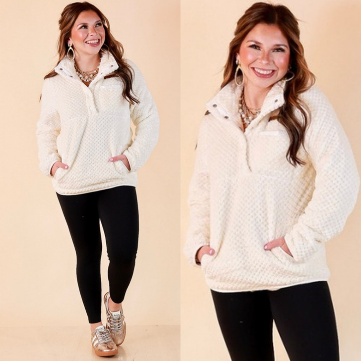 Simply Southern Soft Spot plush snap pullover in ivory