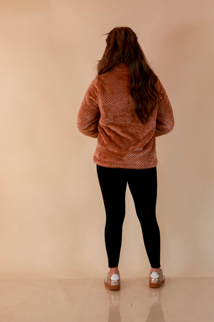 Simply Southern Soft Spot plush snap pullover in mocha brown