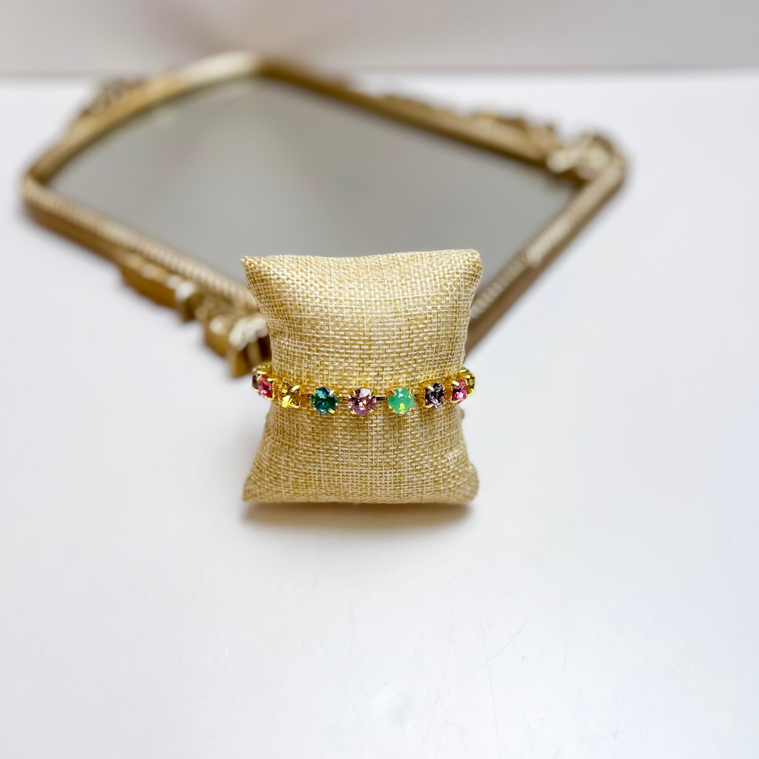 Sorrelli | Sienna Tennis Bracelet in Bright Gold Tone and Candy Pop