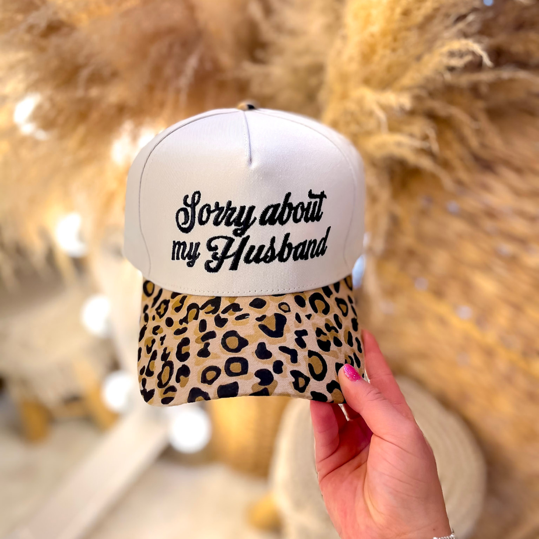 Sorry About My Husband Two Tone Canvas Trucker Cap in Multiple Color Options