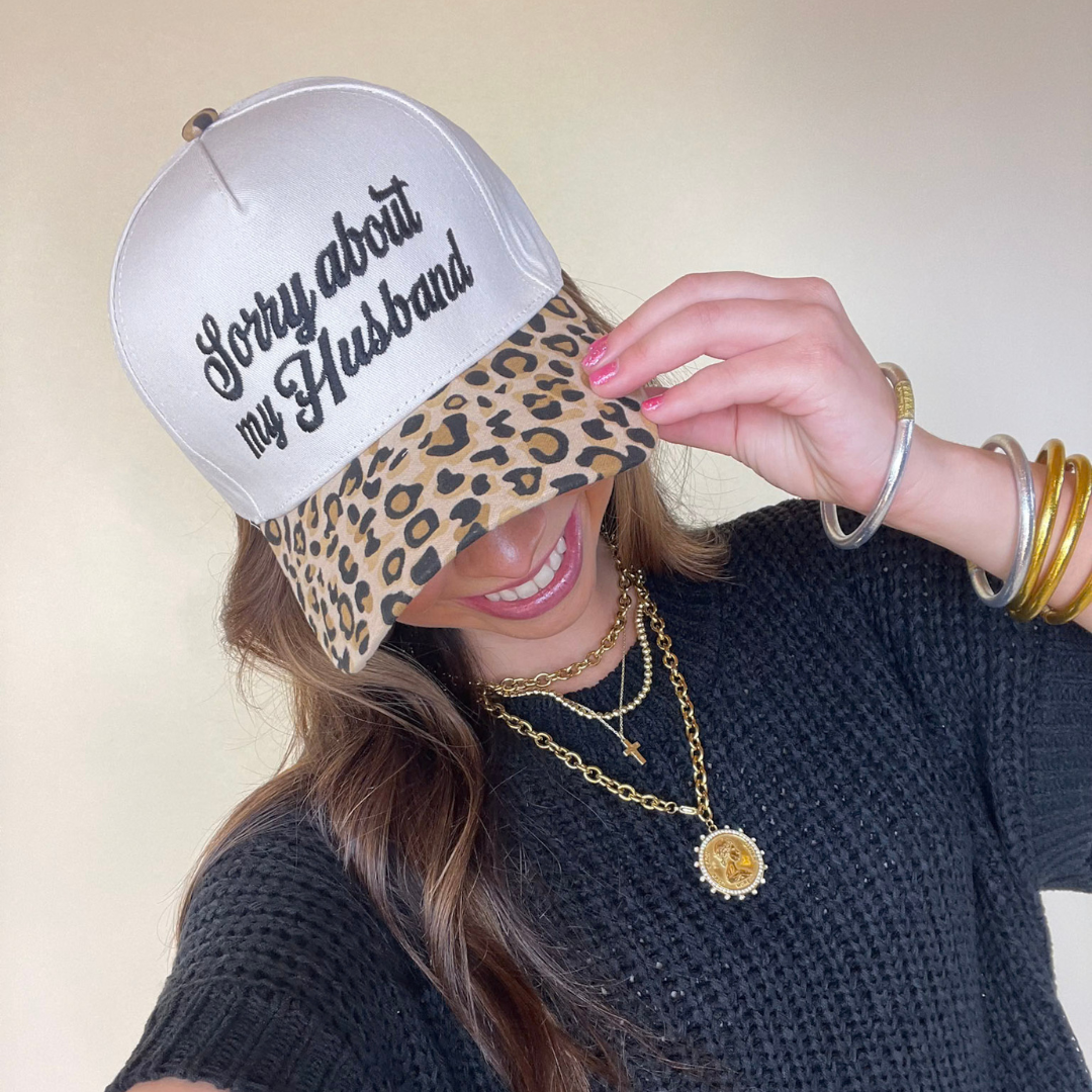 Sorry About My Husband Two Tone Canvas Trucker Cap in Multiple Color Options