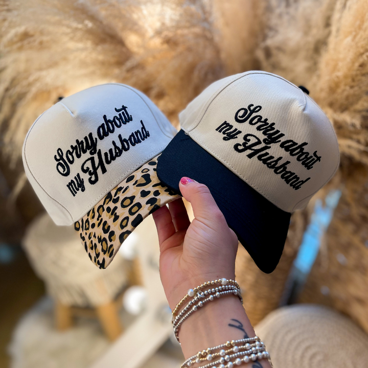 Sorry About My Husband Two Tone Canvas Trucker Cap in Multiple Color Options