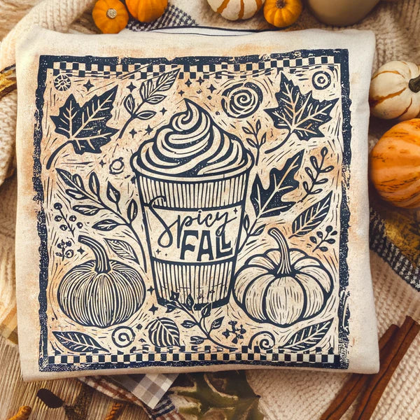 Online Exclusive | Spicy Fall Latte Graphic on Short Sleeve Comfort Color Tee in Umber Brown