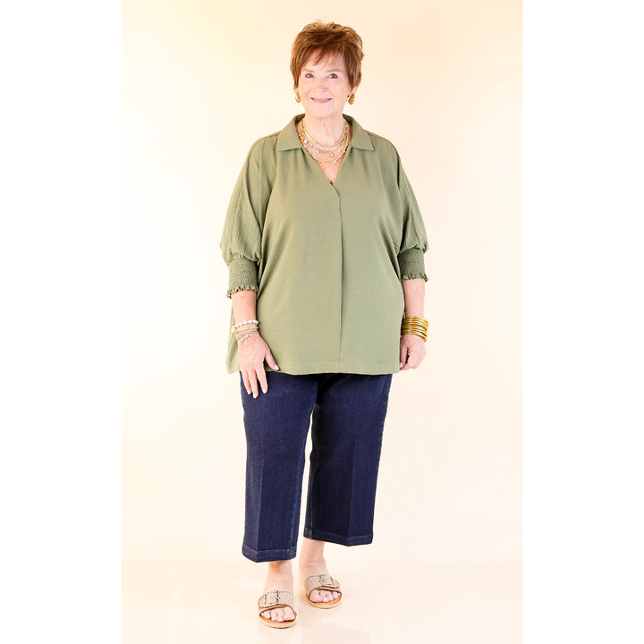 Spoken in Style Drop Shoulder Tunic Top in Olive Green