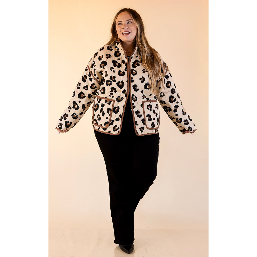 Spotted in Style Quilted Leopard Print Jacket in Cream