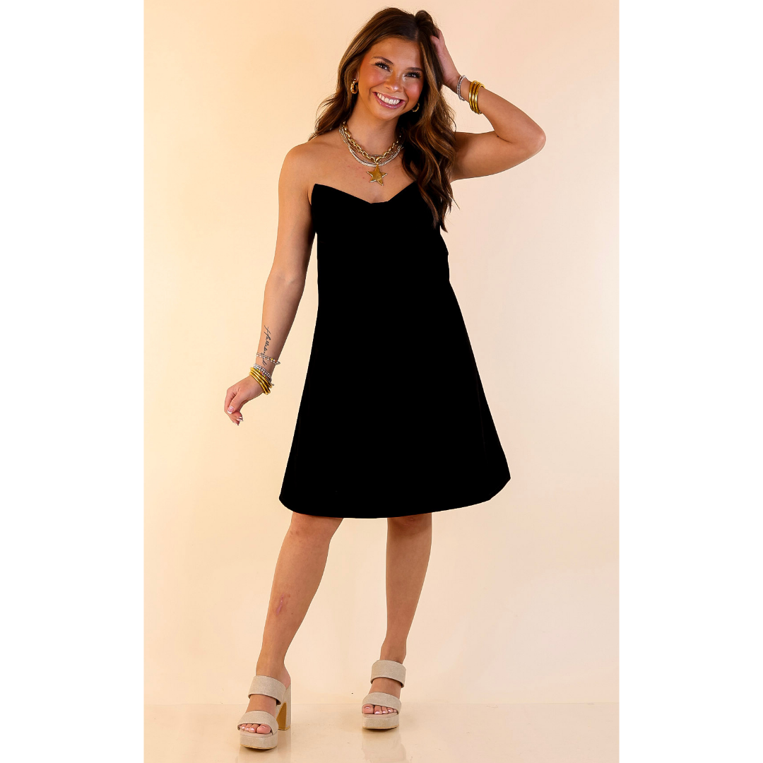 Star of the Night Velvet Dress with Corset Bow in Black