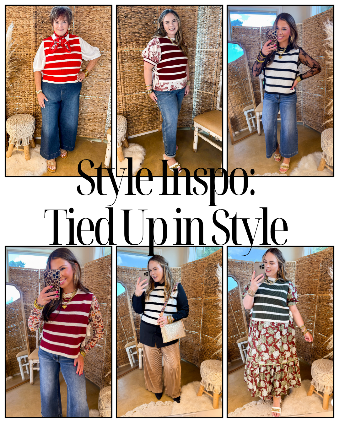 Tied Up in Style Knit Sweater with Side Ties in Olive Green with Off White Stripes