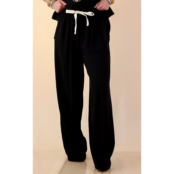 Styled for Success Linen Drawstring Pants in Black