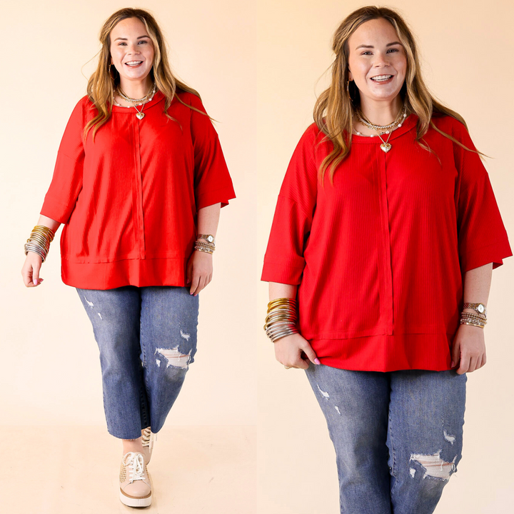 Easy, effortless, and elevated. This crew neck features front seam detailing and an extended hem for a flattering twist on your everyday basic. In sizes 1X/2X to 2X/3X.