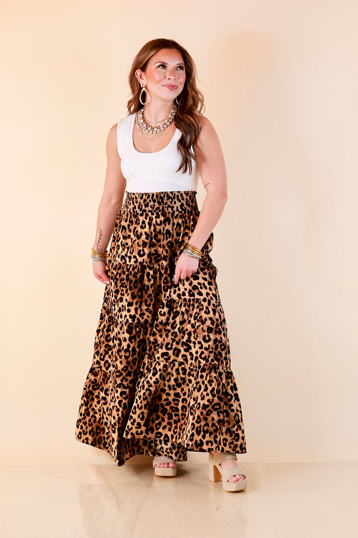 Sweet Spot tiered maxi skirt in leopard print