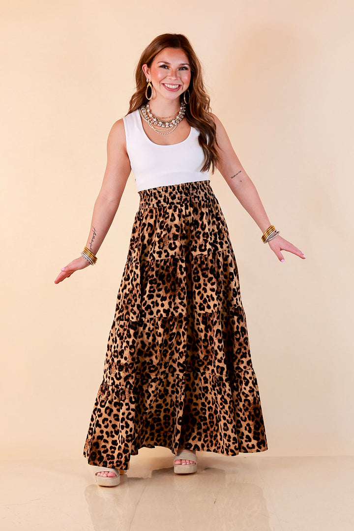 Sweet Spot tiered maxi skirt in leopard print