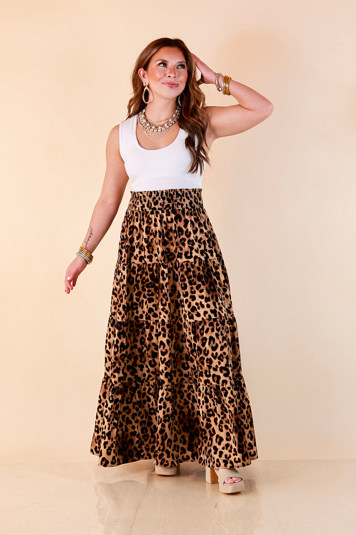 Sweet Spot tiered maxi skirt in leopard print