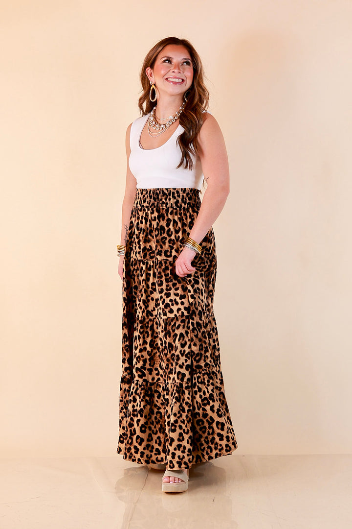 Sweet Spot tiered maxi skirt in leopard print