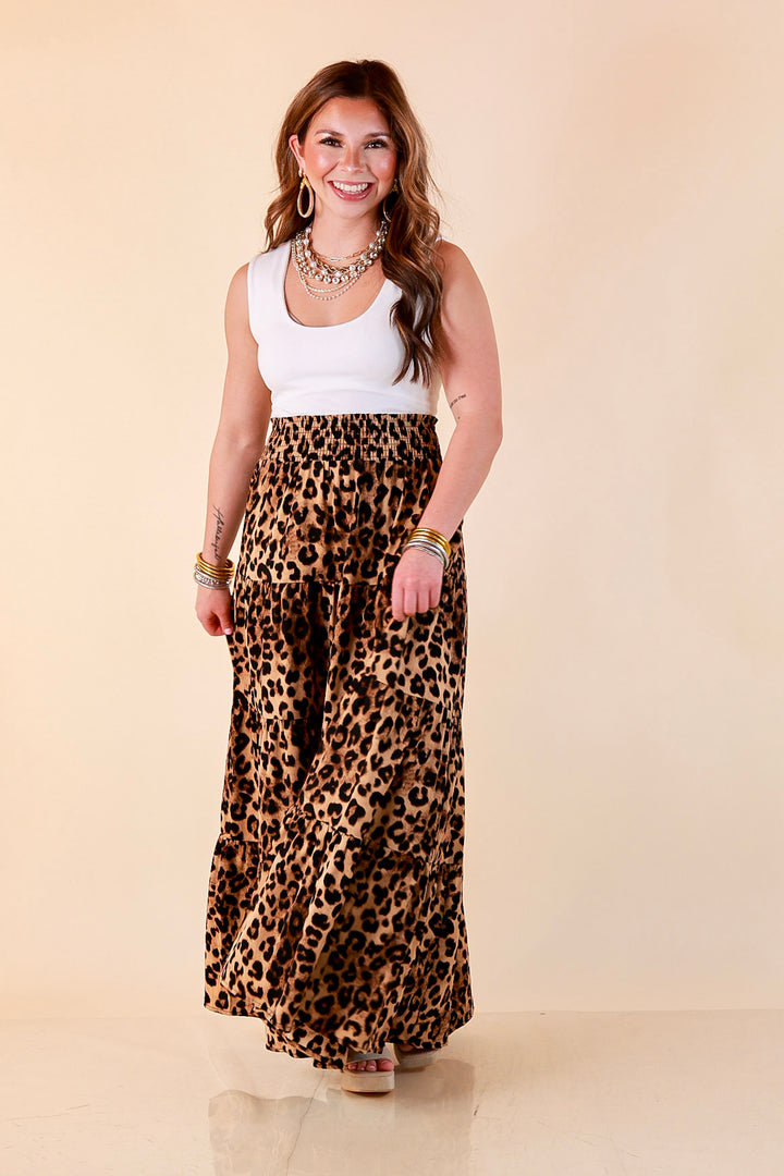 Sweet Spot tiered maxi skirt in leopard print