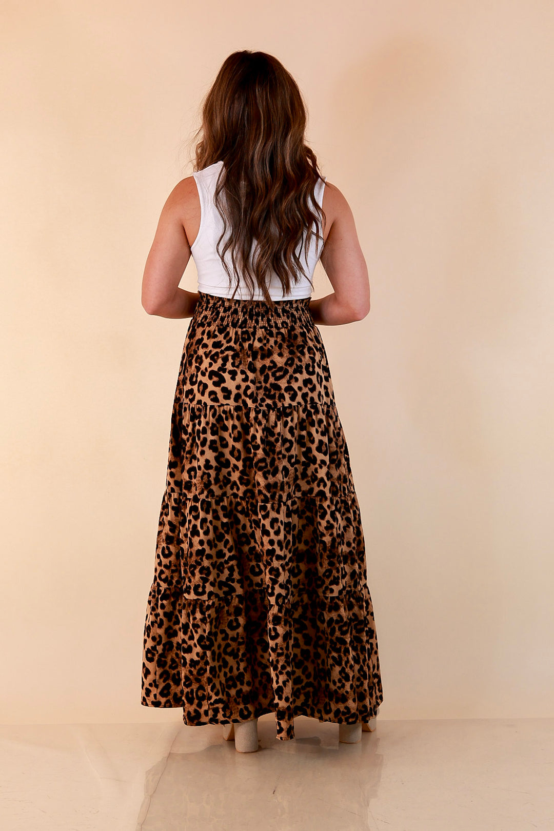 Sweet Spot tiered maxi skirt in leopard print
