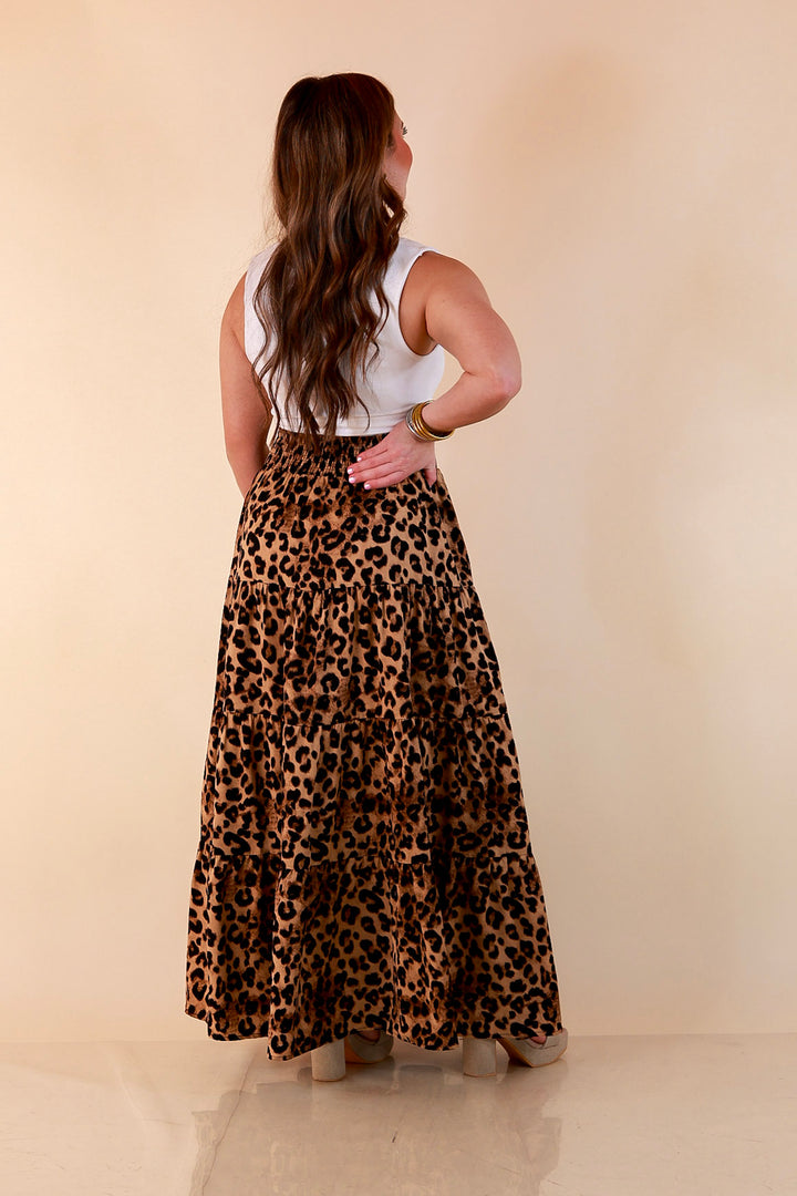 Sweet Spot tiered maxi skirt in leopard print