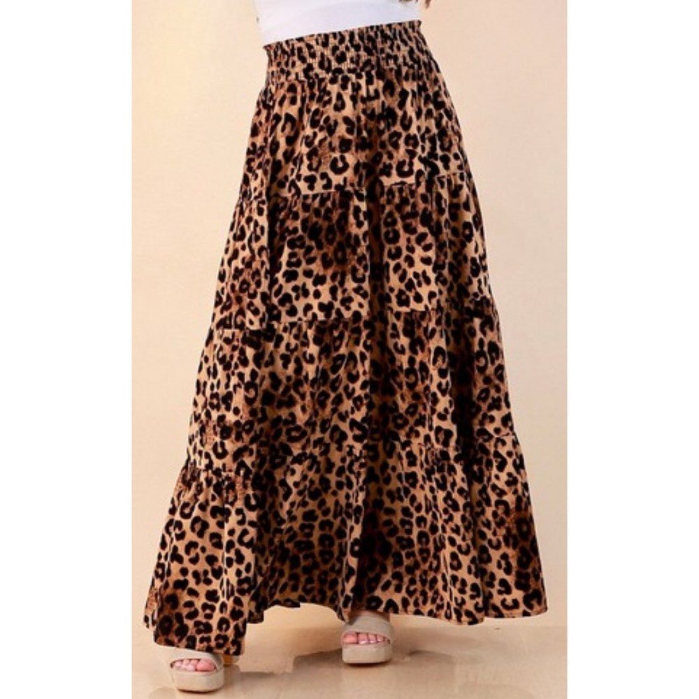 Sweet Spot tiered maxi skirt in leopard print
