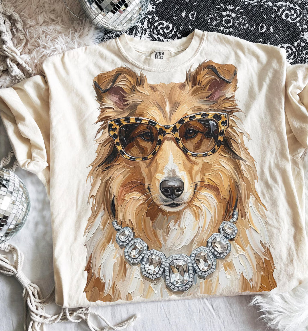 Made to Order | Boujee Collie Graphic Design Tee or Sweatshirt in Multiple Printing Options on Maroon or Black or Ivory
