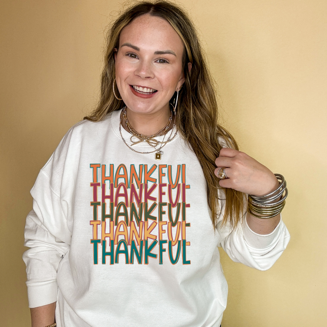 Online Exclusive | Thankful Thankful Thankful Graphic Sweatshirt in Multiple Color Options