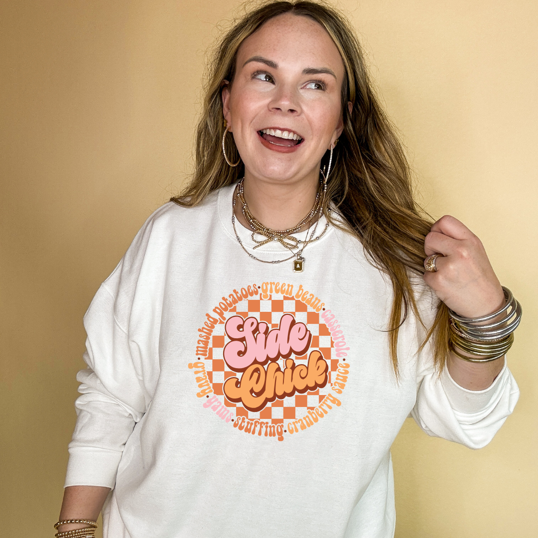 Online Exclusive | Side Chick Thanksgiving Foods Graphic Sweatshirt in Multiple Color Options