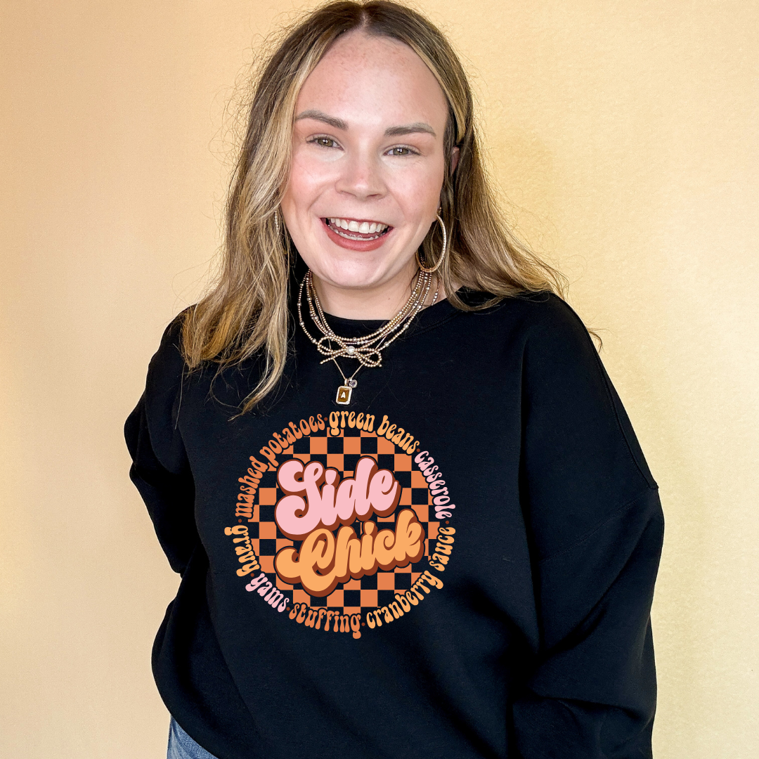 Online Exclusive | Side Chick Thanksgiving Foods Graphic Sweatshirt in Multiple Color Options