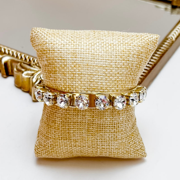 TOVA | Kiki Crystal Gold Cuff Bracelet in Clear