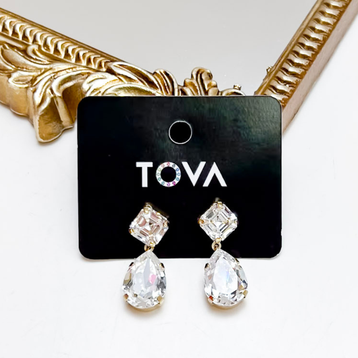 TOVA | Estelle Crystal Statement Earrings in Gold