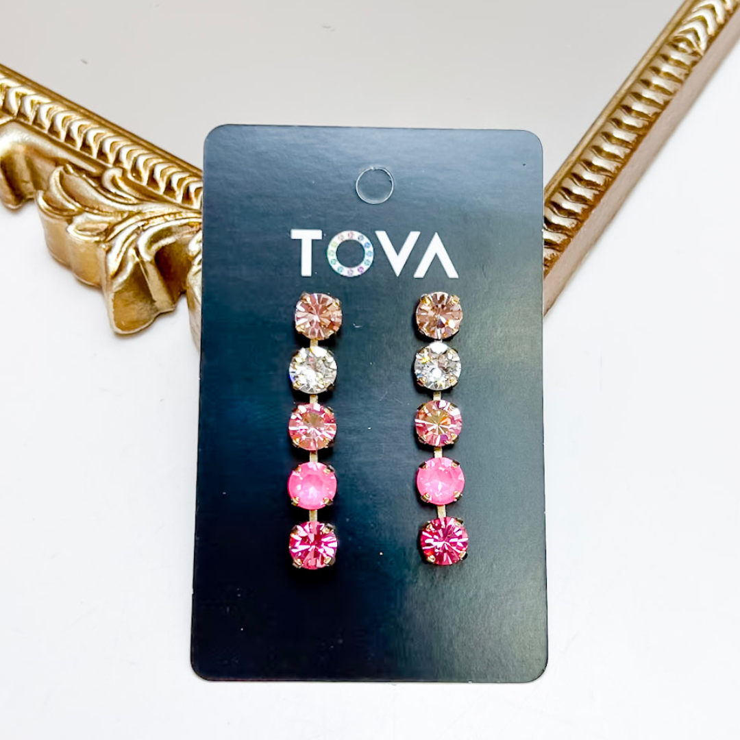 TOVA | Oakland Crystal Gold Statement Earrings in Cotton Candy Fairy Mix