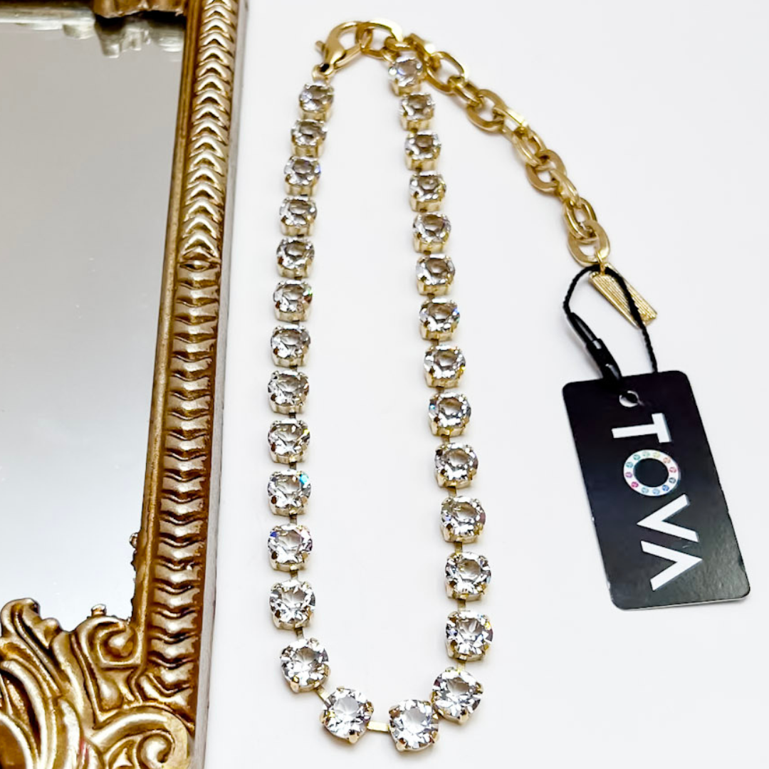 TOVA | Oakland Crystal Gold Tennis Necklace in Clear