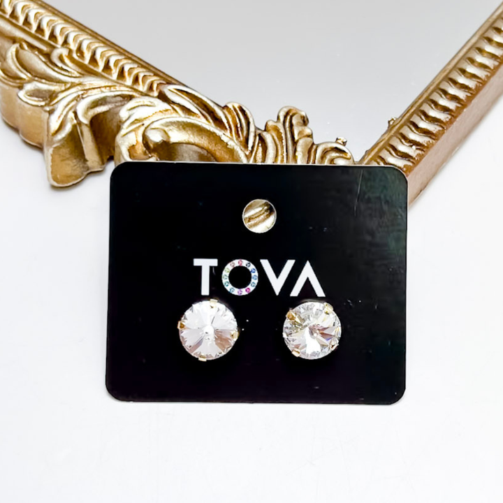 TOVA | Timeless Shine Crystal Gold Stud Earrings in Clear
