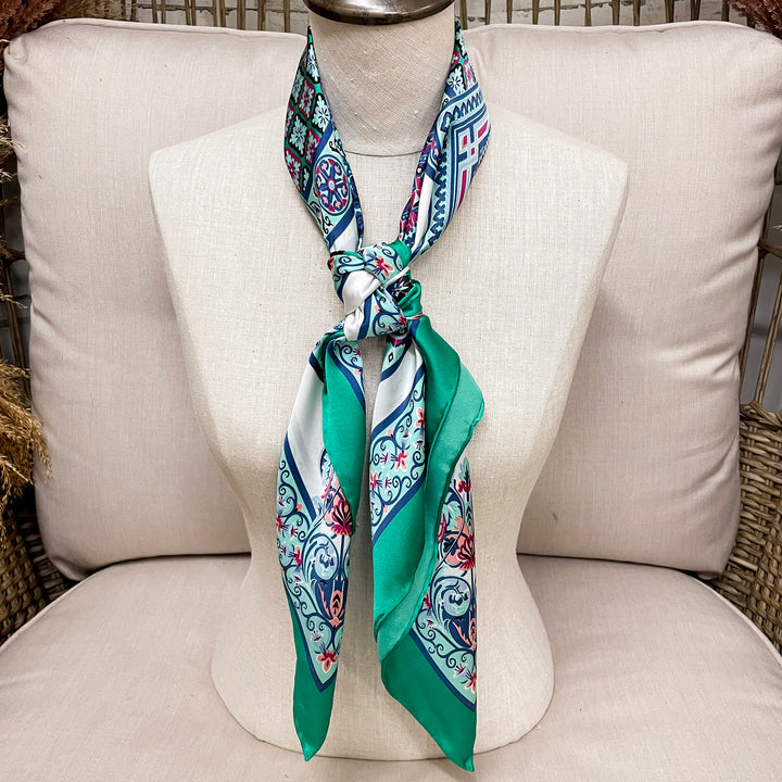 Wyoming Traders | Taj Mahal Charmeuse Silk Wild Rag Green