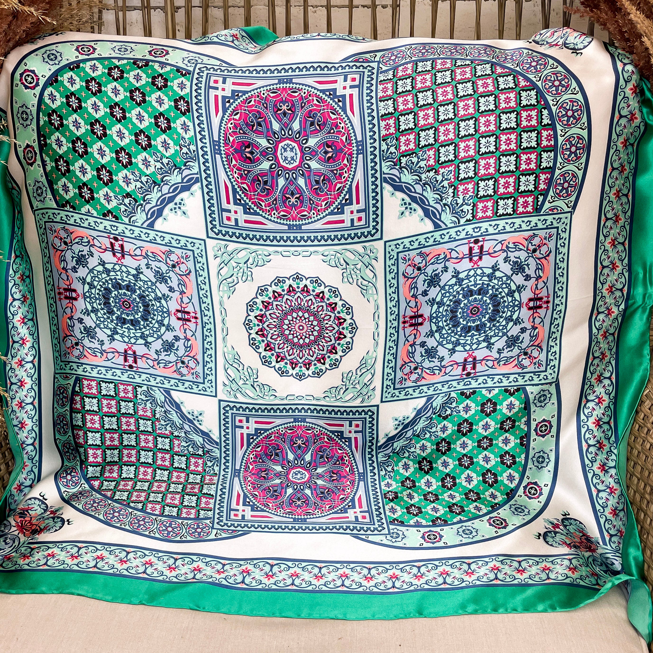 Taj Mahal Charmeuse Wild Rag Green