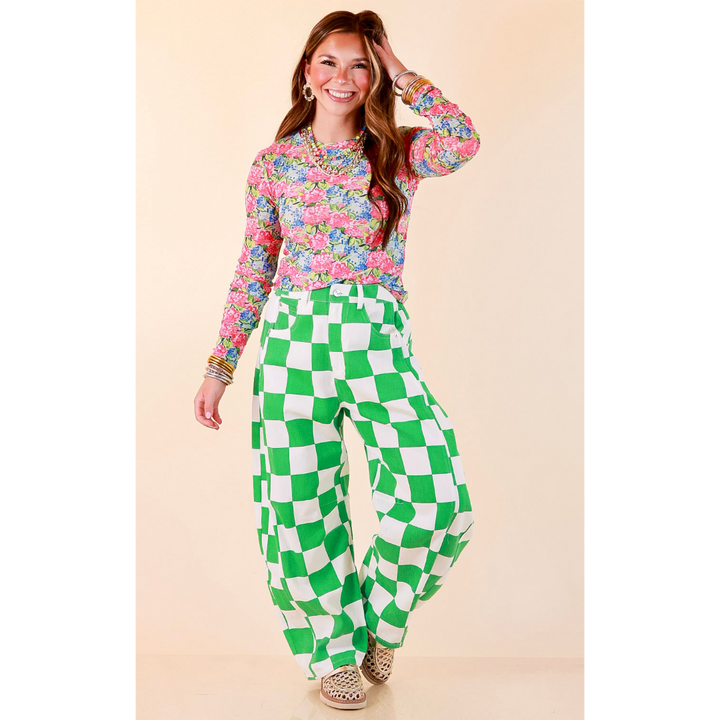 The Essential Layer Hydrangea Floral Print Sheer Mesh Long Sleeve Top in Pink, Blue and Green