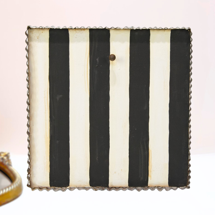 The Round Top Collection | Gallery Art Display Board with Metal Trim in Black and White Stripe