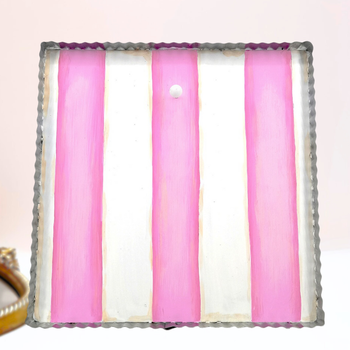 The Round Top Collection | Gallery Art Display Board with Metal Trim in Pink and White Stripe