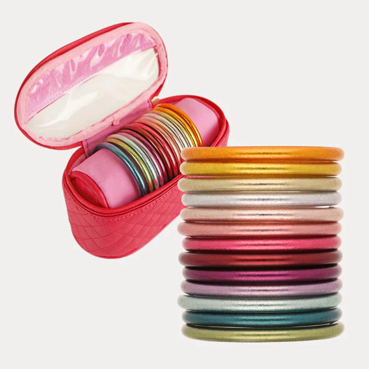 BuDhaGirl | Set of 13 | All Weather Bangles Anniversary Bundle Set in Pink